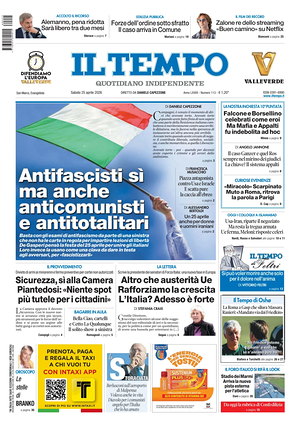 Prima pagina Il Tempo di oggi - Quotidiano regionale