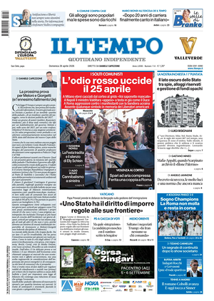 Prima pagina Il Tempo di oggi - Quotidiano regionale