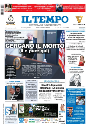 Prima pagina Il Tempo di oggi - Quotidiano regionale