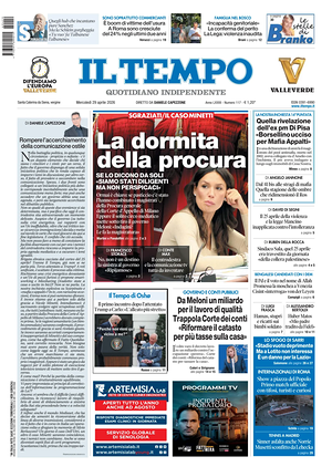 Prima pagina Il Tempo di oggi - Quotidiano regionale