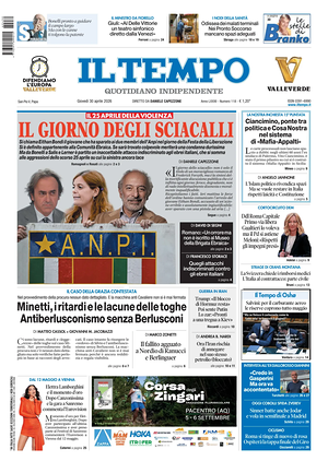 Prima pagina Il Tempo di oggi - Quotidiano regionale