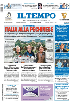 Prima pagina Il Tempo di oggi - Quotidiano regionale