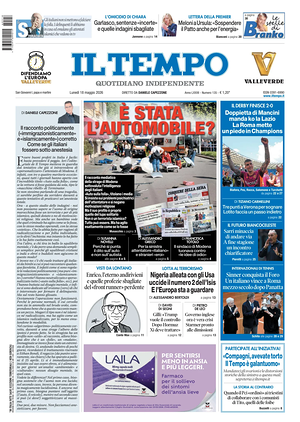 Prima pagina Il Tempo di oggi - Quotidiano regionale