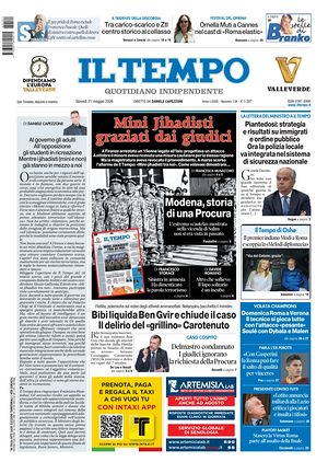 Prima pagina Il Tempo di oggi - Quotidiano regionale