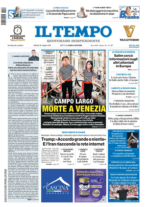 Prima pagina Il Tempo di oggi - Quotidiano regionale