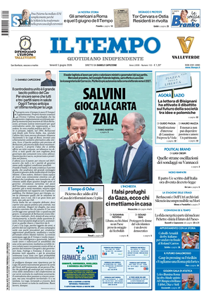 Prima pagina Il Tempo di oggi - Quotidiano regionale