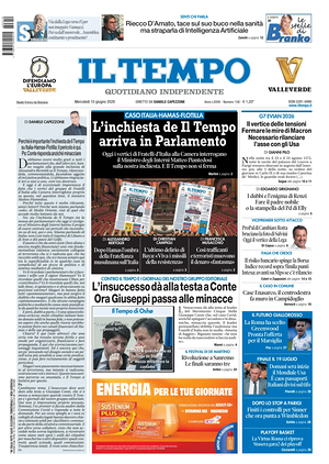 Prima pagina Il Tempo di oggi - Quotidiano regionale