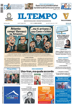 Prima pagina Il Tempo di oggi - Quotidiano regionale