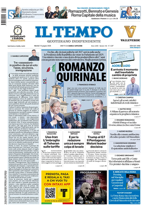 Prima pagina Il Tempo di oggi - Quotidiano regionale