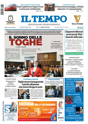 Prima pagina Il Tempo di oggi - Quotidiano regionale