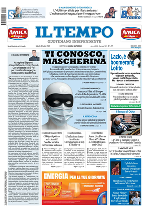 Prima pagina Il Tempo di oggi - Quotidiano regionale