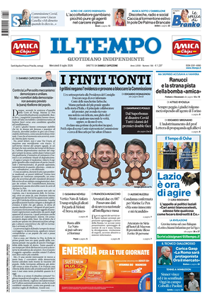 Prima pagina Il Tempo di oggi - Quotidiano regionale