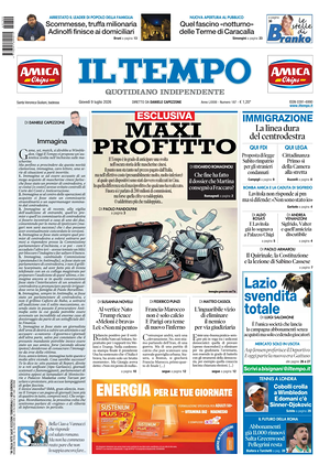 Prima pagina Il Tempo di oggi - Quotidiano regionale