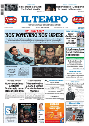 Prima pagina Il Tempo di oggi - Quotidiano regionale