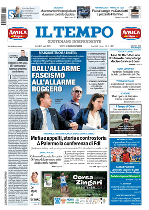 Prima pagina Il Tempo di oggi - Quotidiano regionale