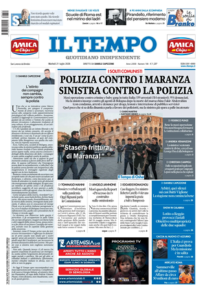 Prima pagina Il Tempo di oggi - Quotidiano regionale