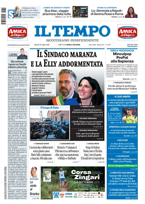 Prima pagina Il Tempo di oggi - Quotidiano regionale