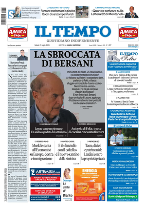Prima pagina Il Tempo di oggi - Quotidiano regionale