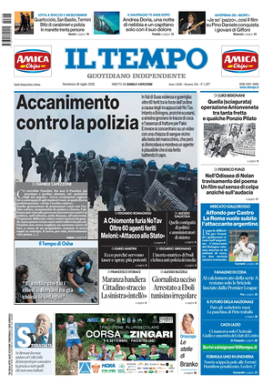 Prima pagina Il Tempo di oggi - Quotidiano regionale