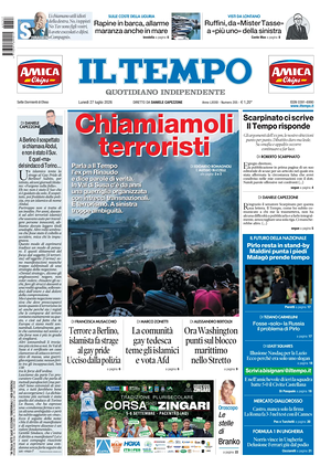 Prima pagina Il Tempo di oggi - Quotidiano regionale