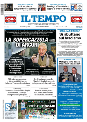 Prima pagina Il Tempo di oggi - Quotidiano regionale