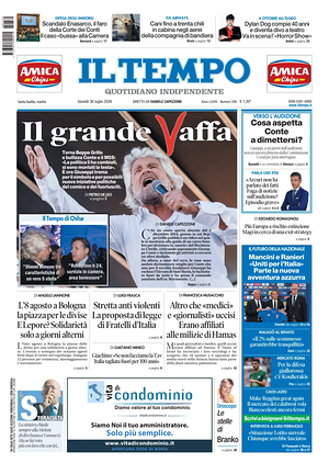 Prima pagina Il Tempo di oggi - Quotidiano regionale
