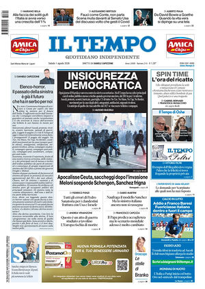 Prima pagina Il Tempo di oggi - Quotidiano regionale
