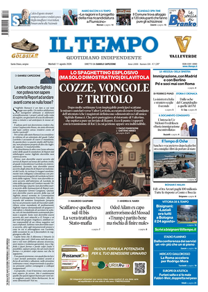 Prima pagina Il Tempo di oggi - Quotidiano regionale