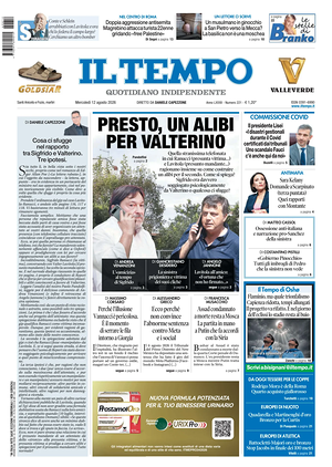 Prima pagina Il Tempo di oggi - Quotidiano regionale