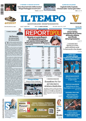 Prima pagina Il Tempo di oggi - Quotidiano regionale