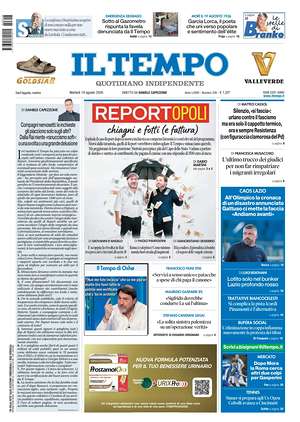 Prima pagina Il Tempo di oggi - Quotidiano regionale
