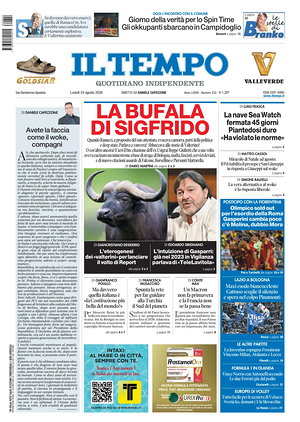 Prima pagina Il Tempo di oggi - Quotidiano regionale