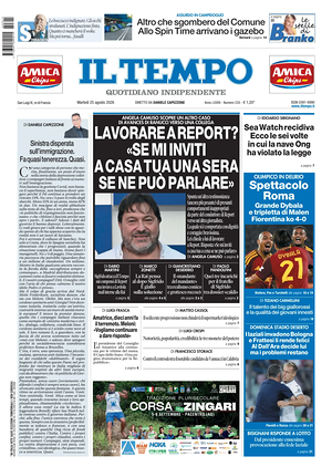Prima pagina Il Tempo di oggi - Quotidiano regionale