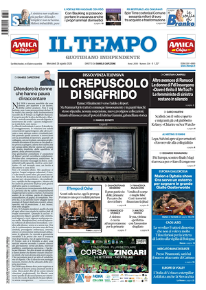 Prima pagina Il Tempo di oggi - Quotidiano regionale