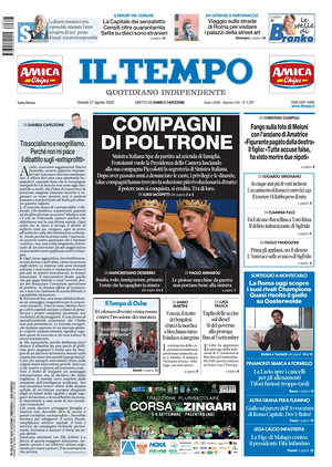 Prima pagina Il Tempo di oggi - Quotidiano regionale