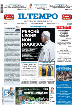 Prima pagina Il Tempo di oggi - Quotidiano regionale