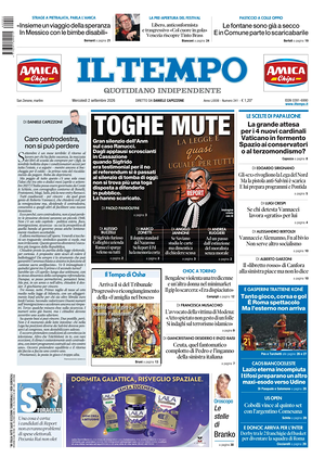 Prima pagina Il Tempo di oggi - Quotidiano regionale
