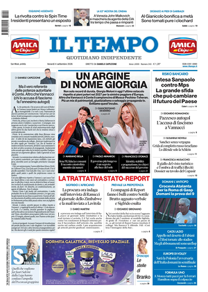 Prima pagina Il Tempo di oggi - Quotidiano regionale