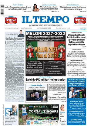 Prima pagina Il Tempo di oggi - Quotidiano regionale