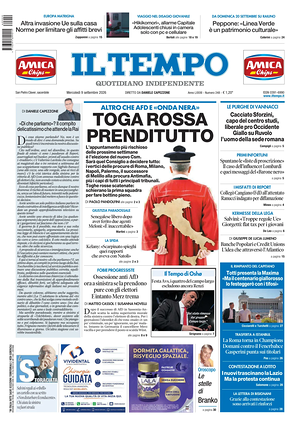 Prima pagina Il Tempo di oggi - Quotidiano regionale