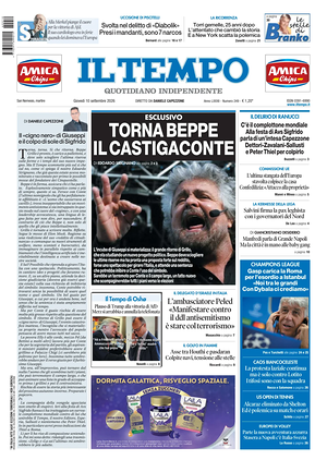 Prima pagina Il Tempo di oggi - Quotidiano regionale