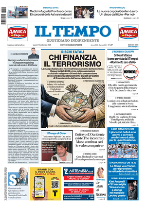 Prima pagina Il Tempo di oggi - Quotidiano regionale