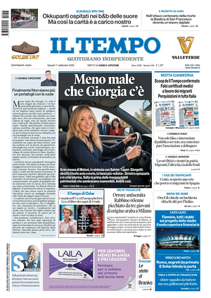 Prima pagina Il Tempo di oggi - Quotidiano regionale
