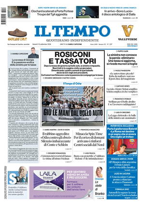 Prima pagina Il Tempo di oggi - Quotidiano regionale