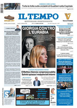 Prima pagina Il Tempo di oggi - Quotidiano regionale