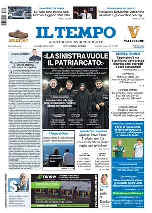 Prima pagina Il Tempo di oggi - Quotidiano regionale