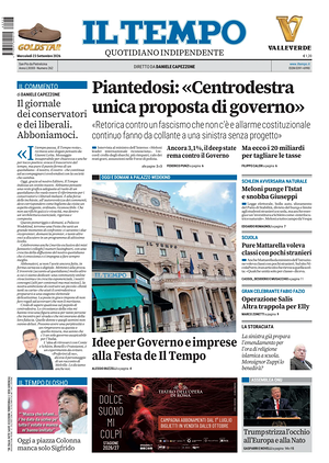Prima pagina Il Tempo di oggi - Quotidiano regionale