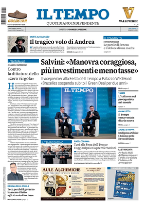 Prima pagina Il Tempo di oggi - Quotidiano regionale