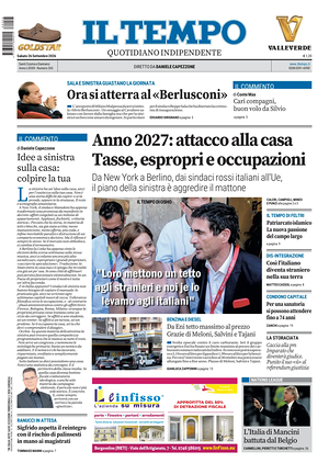 Prima pagina Il Tempo di oggi - Quotidiano regionale