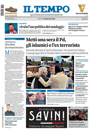 Prima pagina Il Tempo di oggi - Quotidiano regionale